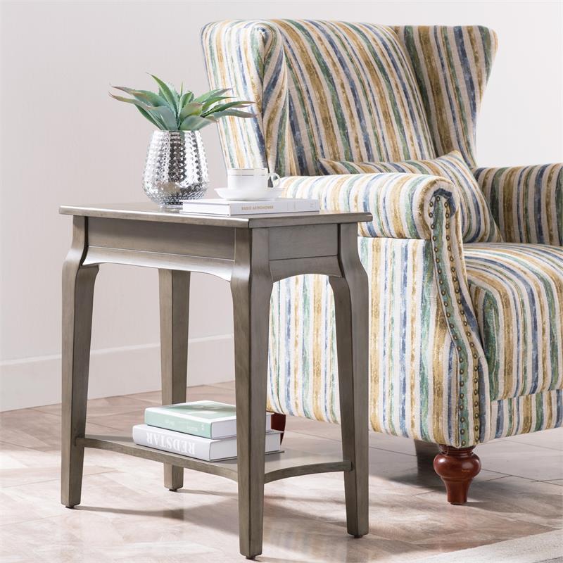 Bowery Hill Contemporary Solid Wood Narrow End Table in Gray