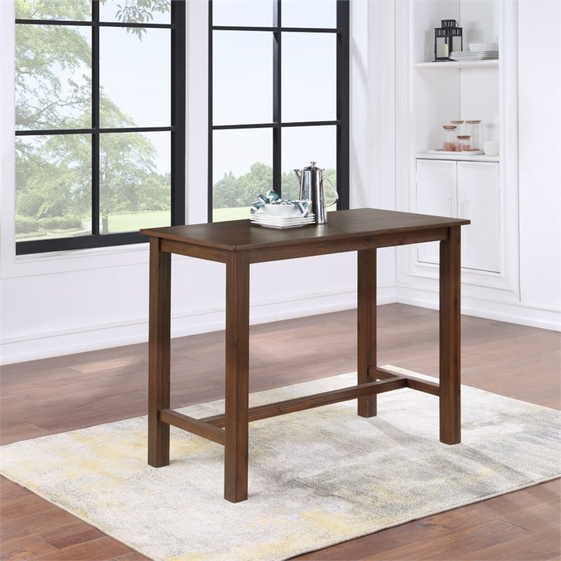 Bowery Hill Contemporary Rubber Wood Table in Chestnut Wire-Brush