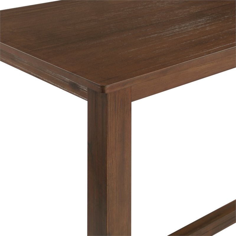 Bowery Hill Contemporary Rubber Wood Table in Chestnut Wire-Brush