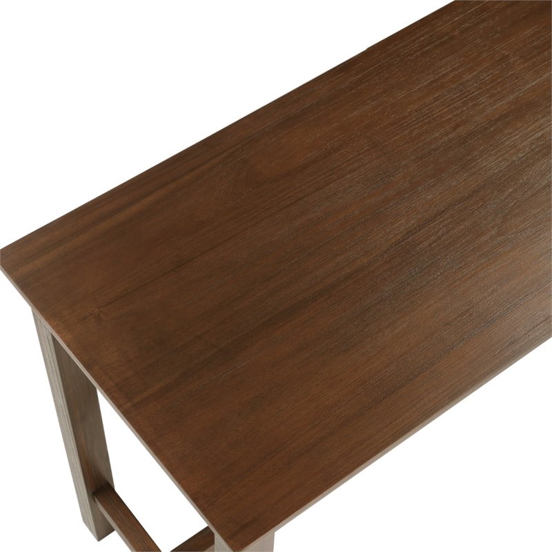 Bowery Hill Contemporary Rubber Wood Table in Chestnut Wire-Brush
