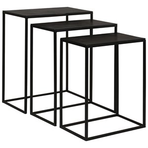Bowery Hill Contemporary 3 Piece Nesting End Table Set in Aged Black