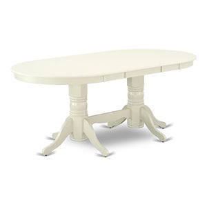 Bowery Hill Oval Traditional Wood Dining Table in Linen White
