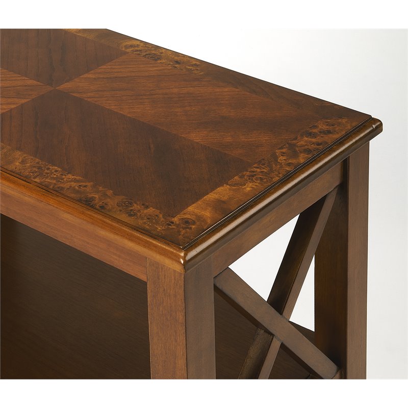 Bowery Hill Wooden Olive Ash Burl Bookcase Rectangular 22
