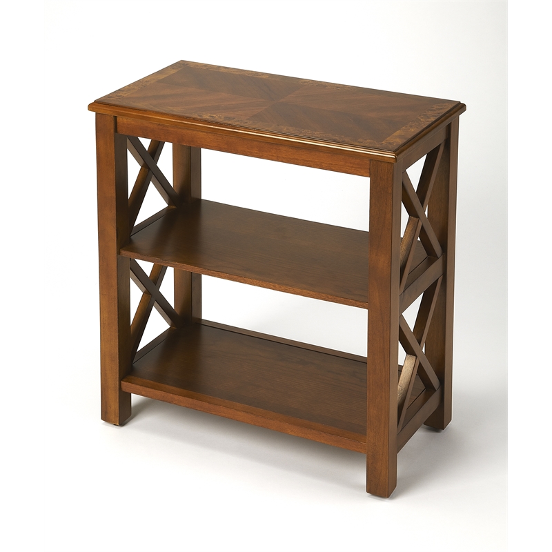 Bowery Hill Wooden Olive Ash Burl Bookcase Rectangular 22