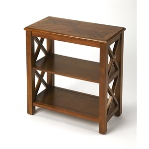 Bowery Hill Wooden Olive Ash Burl Bookcase Rectangular 22&quotW x 12&quotD x 25&quotH