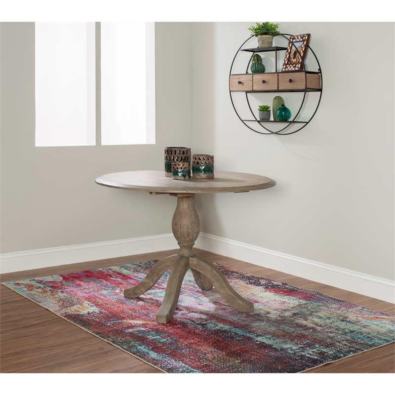 Bowery Hill Transitional Wood Drop Leaf Dining Table in Antique Rustic Brown