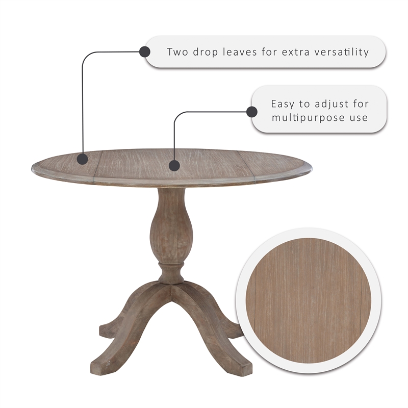 Bowery Hill Transitional Wood Drop Leaf Dining Table in Antique Rustic Brown