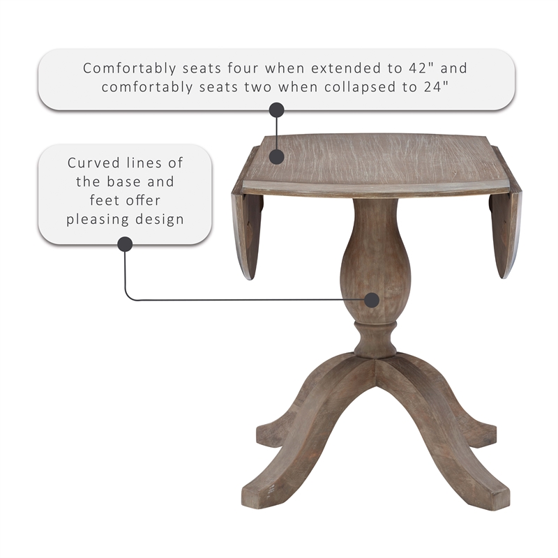 Bowery Hill Transitional Wood Drop Leaf Dining Table in Antique Rustic Brown