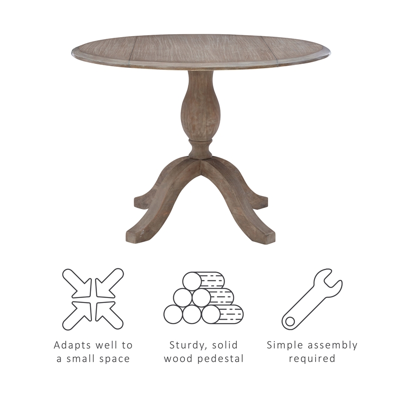 Bowery Hill Transitional Wood Drop Leaf Dining Table in Antique Rustic Brown