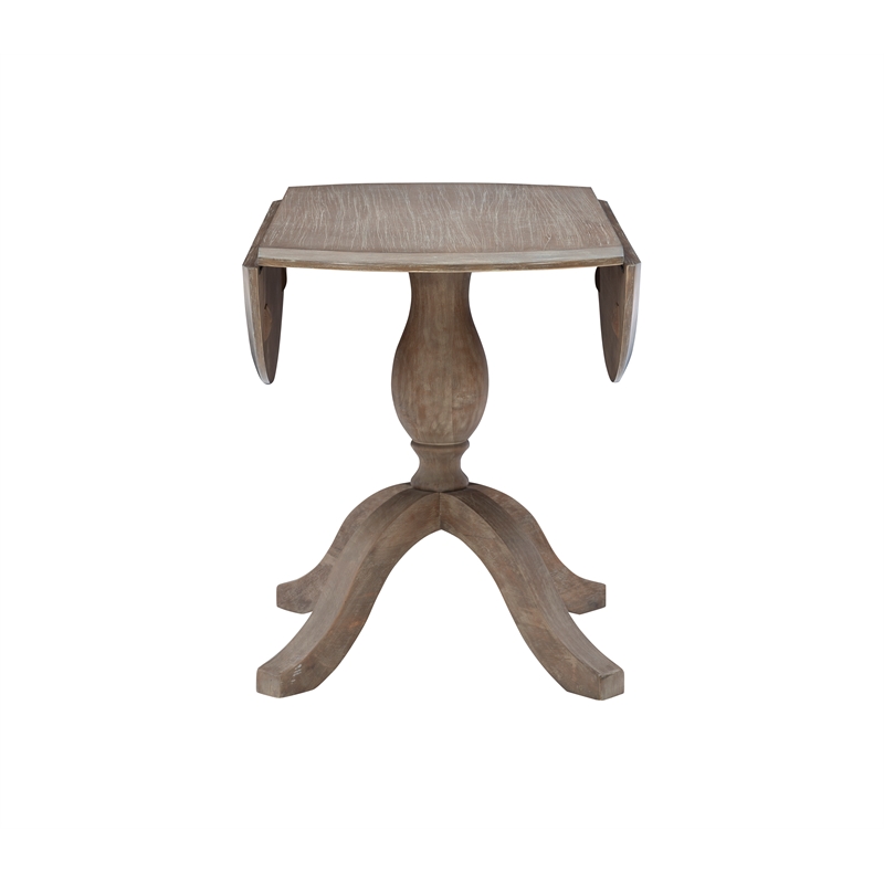Bowery Hill Transitional Wood Drop Leaf Dining Table in Antique Rustic Brown