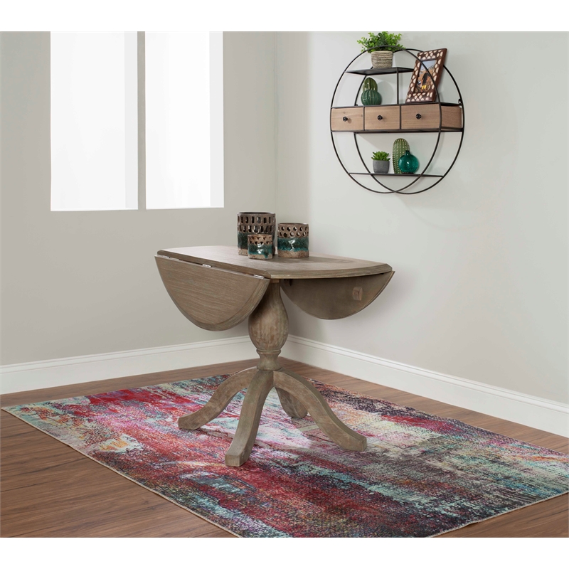 Bowery Hill Transitional Wood Drop Leaf Dining Table in Antique Rustic Brown
