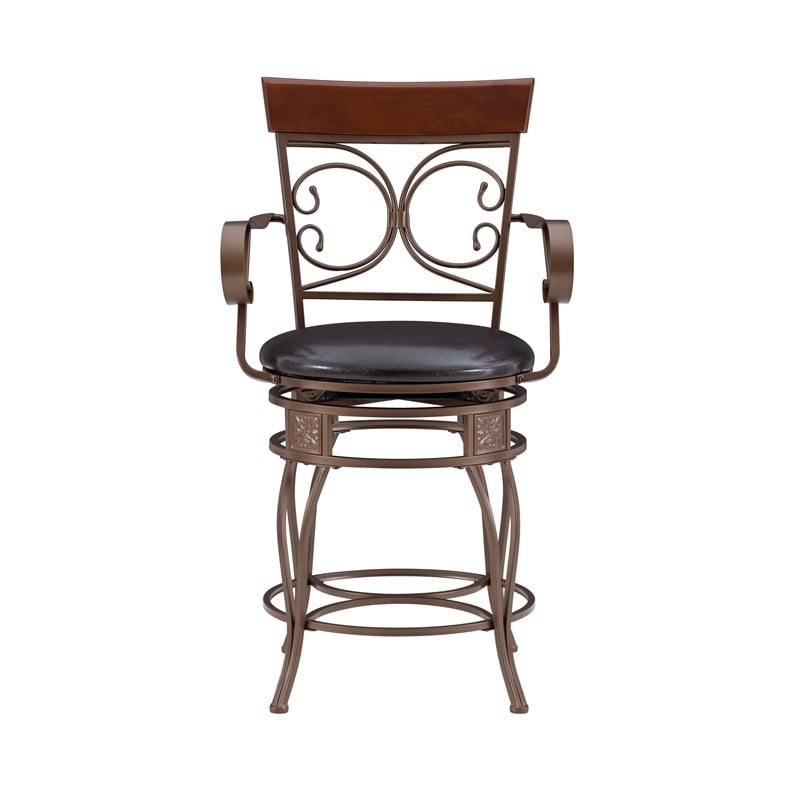 Bowery Hill Metal Bronze Counter Stool Circular Swivel 24