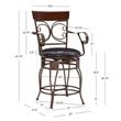 Bowery Hill Metal Bronze Counter Stool Circular Swivel 24
