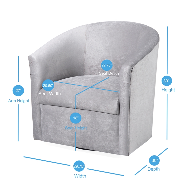 Bowery Hill Transitional Microfiber Swivel Accent Chair in Gray