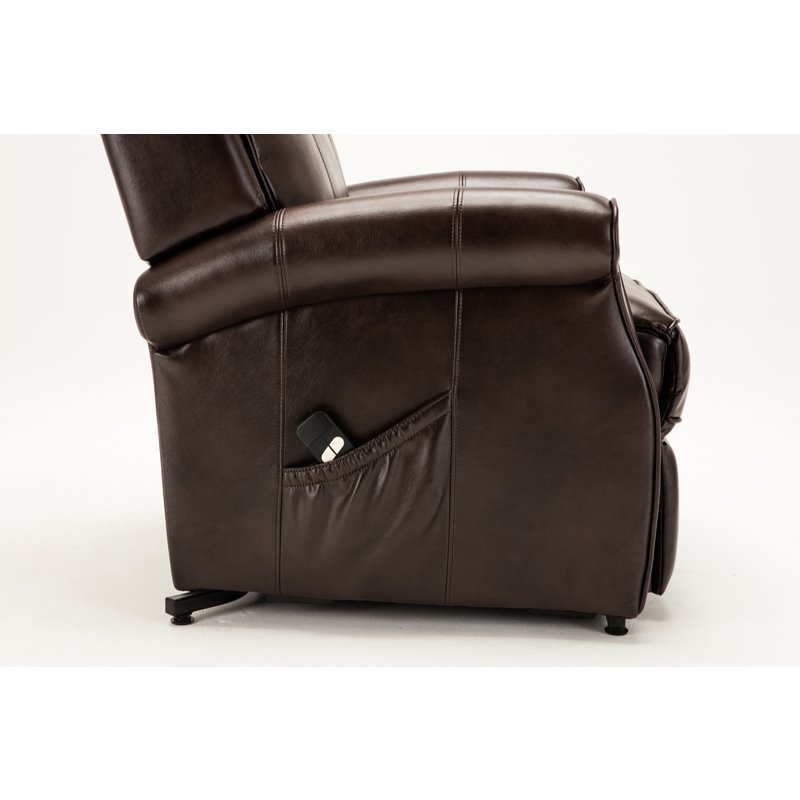 Bowery Hill Traditional Styled Faux Leather Lift Chair in Brown