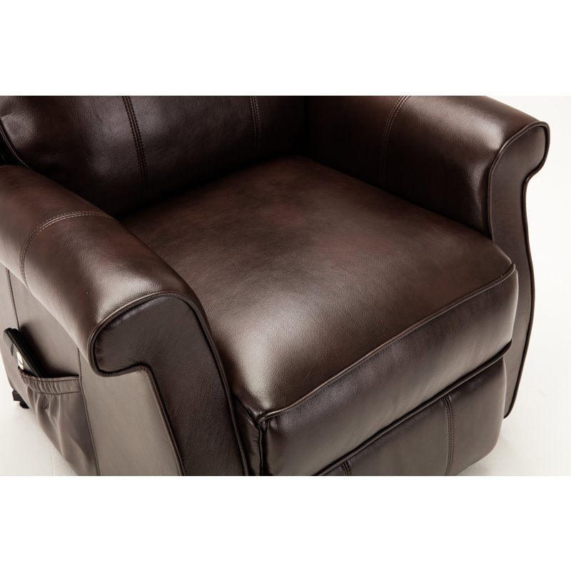 Bowery Hill Traditional Styled Faux Leather Lift Chair in Brown