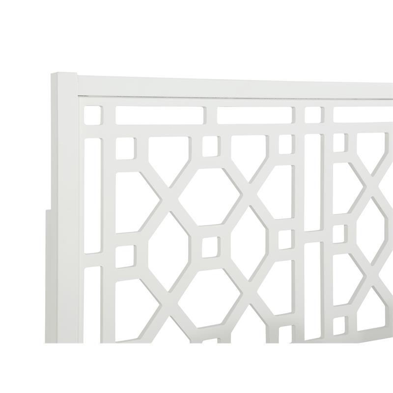 Bowery Hill Transitional Chippendale Wood Headboard - King in White