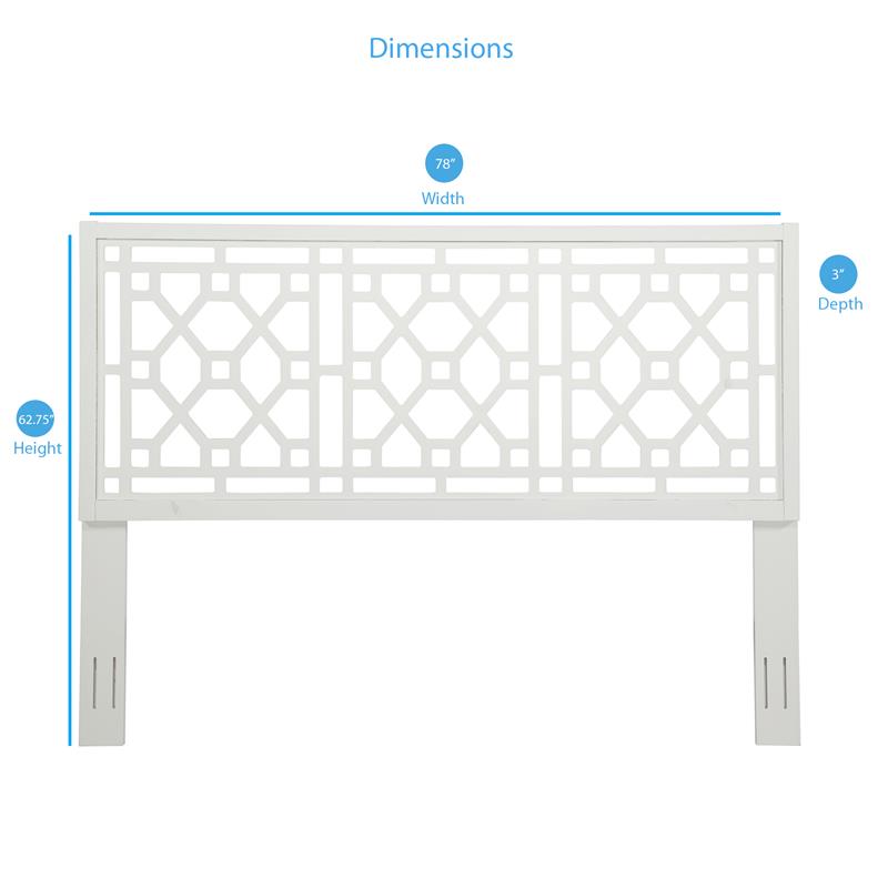 Bowery Hill Transitional Chippendale Wood Headboard - King in White