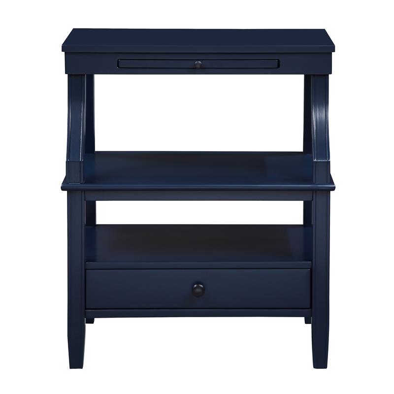 Bowery Hill Transitional Wooden Storage Nightstand in Midnight Blue