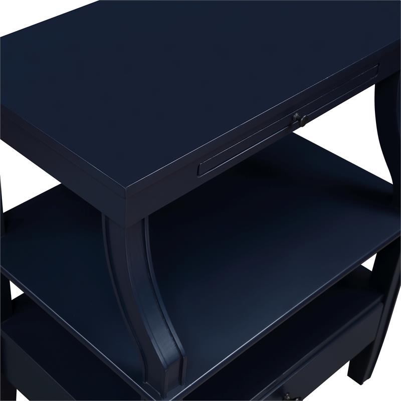 Bowery Hill Transitional Wooden Storage Nightstand in Midnight Blue