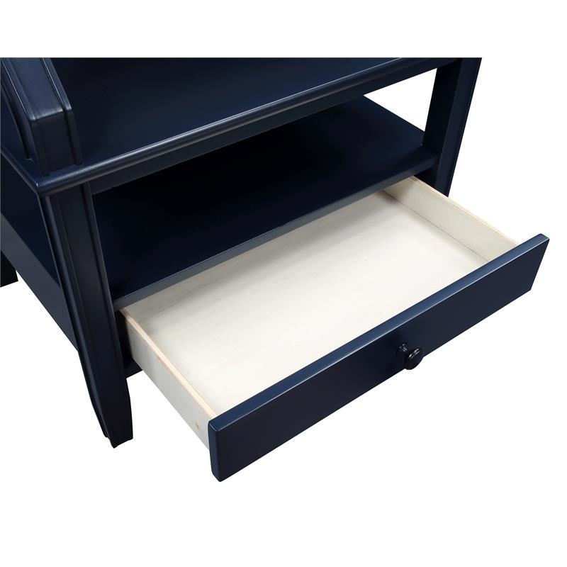 Bowery Hill Transitional Wooden Storage Nightstand in Midnight Blue