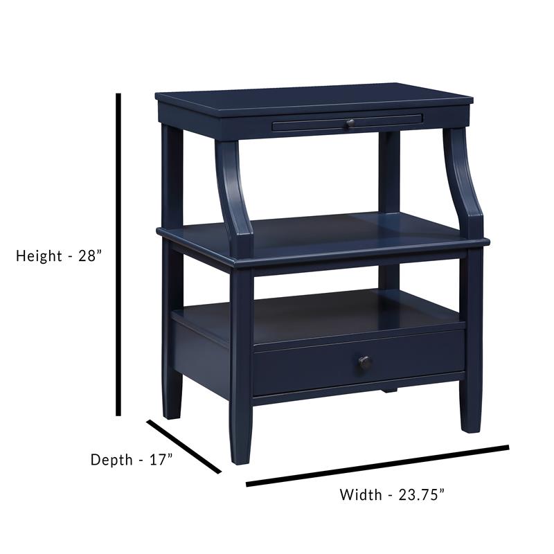Bowery Hill Transitional Wooden Storage Nightstand in Midnight Blue
