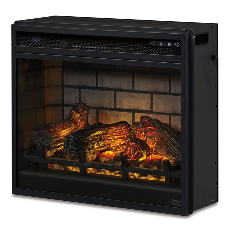 Bowery Hill Metal Electric Infrared LED Fireplace Insert in Black