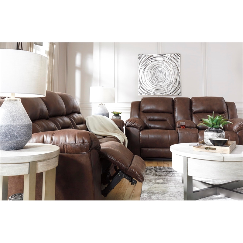 Bowery Hill Contemporary Fabric Reclining Sofa in Chocolate Finish