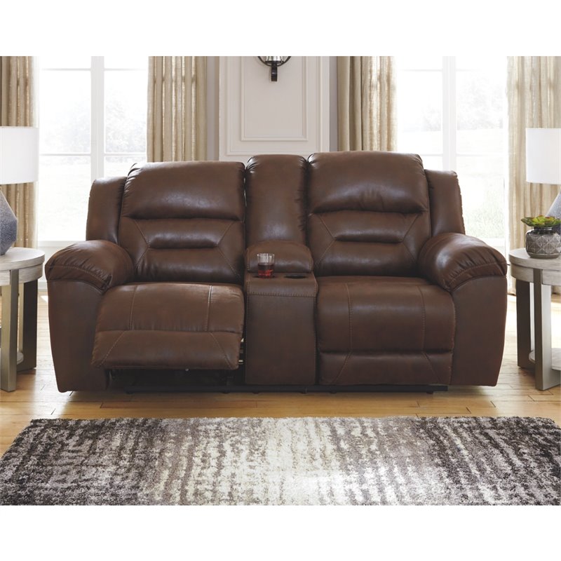 Bowery Hill Contemporary Power Reclining Loveseat in Chocolate
