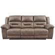 Bowery Hill Contemporary Fabric Power Reclining Sofa in Fossil