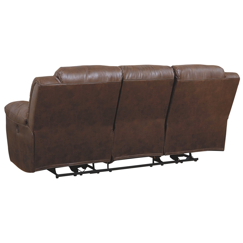 Bowery Hill Contemporary Reclining Loveseat with Console in Fossil