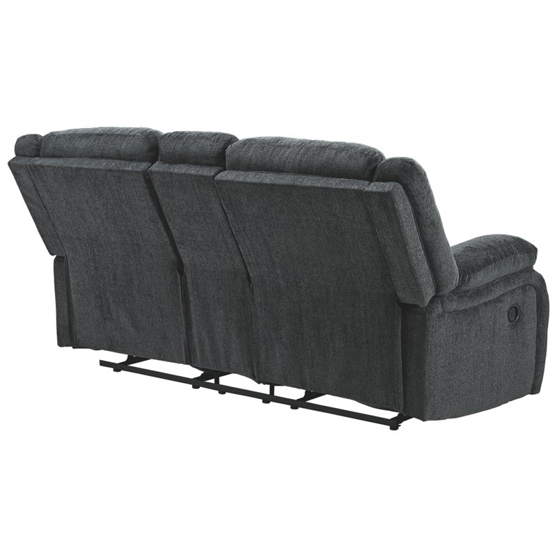 Bowery Hill Contemporary Reclining Loveseat with Console in Slate