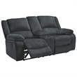 Bowery Hill Contemporary Reclining Loveseat with Console in Slate