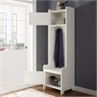 Bowery Hill Wood Hall Tree with 2 Cabinet Doors in Distressed White/Black