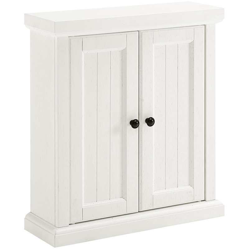 Bowery Hill 2-Door Coastal Wood Medicine Cabinet in Distressed White