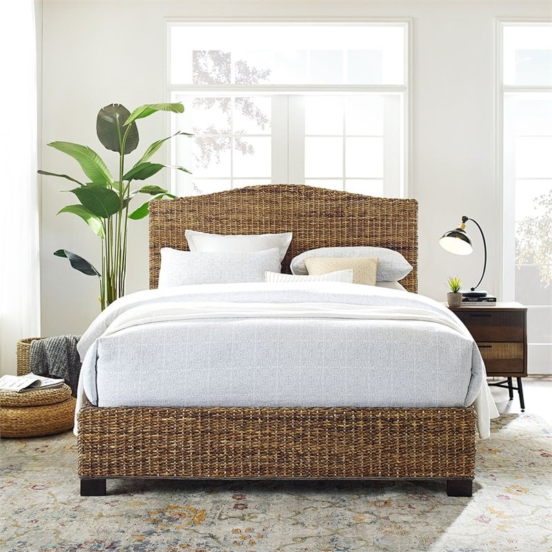 Bowery Hill Wood Natural Panel Bed Rectangular 52.75