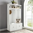 Bowery Hill 2-Piece Modern Wood Entryway Set with Coat Rack Hooks in White