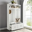 Bowery Hill 2-Piece Modern Wood Entryway Set with Coat Rack Hooks in White