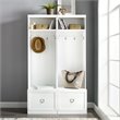 Bowery Hill 2-Piece Modern Wood Entryway Set with Coat Rack Hooks in White