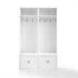 Bowery Hill 2-Piece Modern Wood Entryway Set with Coat Rack Hooks in White