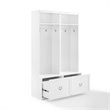 Bowery Hill 2-Piece Modern Wood Entryway Set with Coat Rack Hooks in White