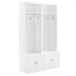 Bowery Hill 2-Piece Modern Wood Entryway Set with Coat Rack Hooks in White