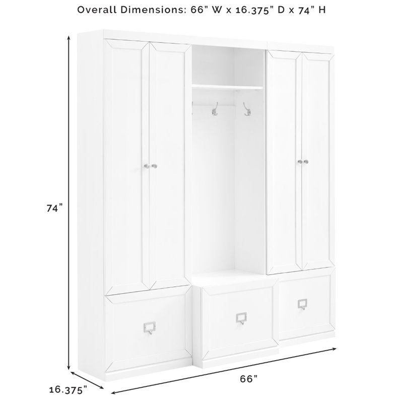 Bowery Hill MDF White Entryway Set Rectangular Modular 74