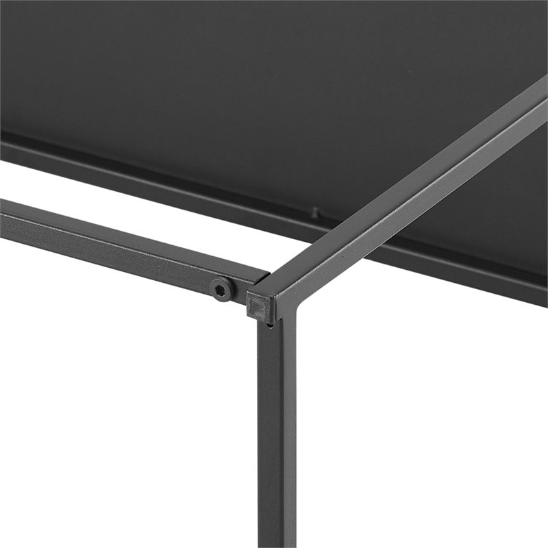 Bowery Hill Modern Metal Coffee Table with Shelf in Matte Black