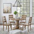 Bowery Hill 5-Piece Round Farmhouse Wood Dining Set in Rustic Brown