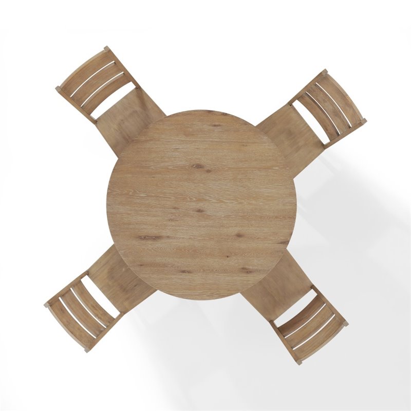 Bowery Hill 5-Piece Round Farmhouse Wood Dining Set in Rustic Brown