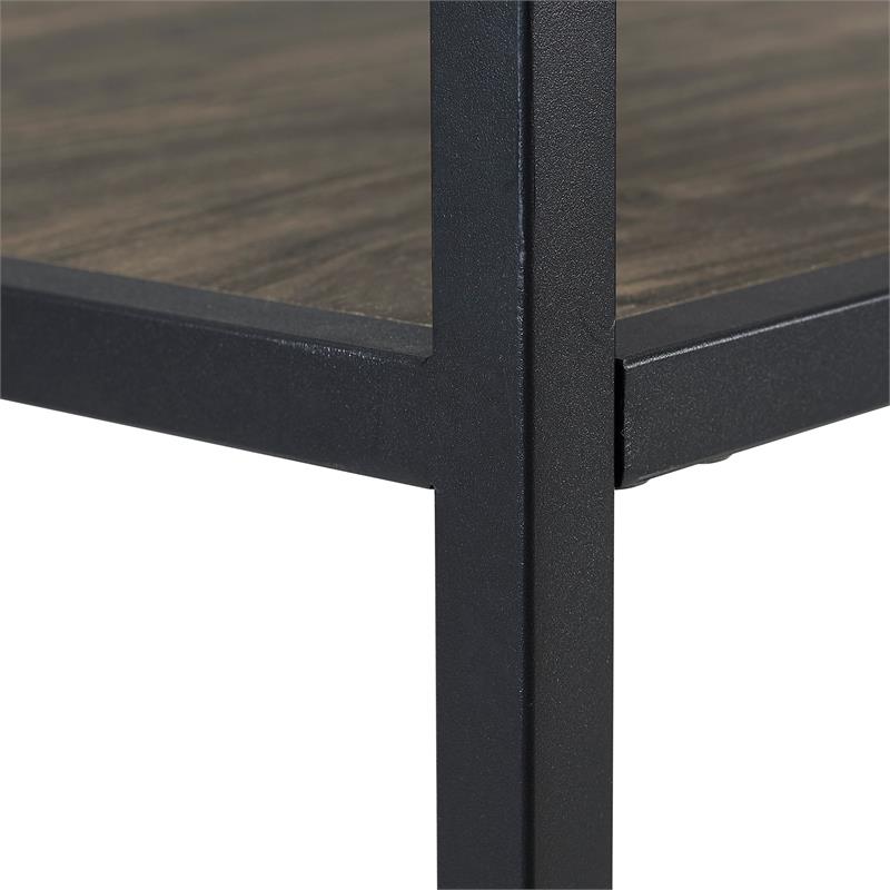 Bowery Hill Large Modern Wood/Steel Etagere in Brown Ash/Matte Black
