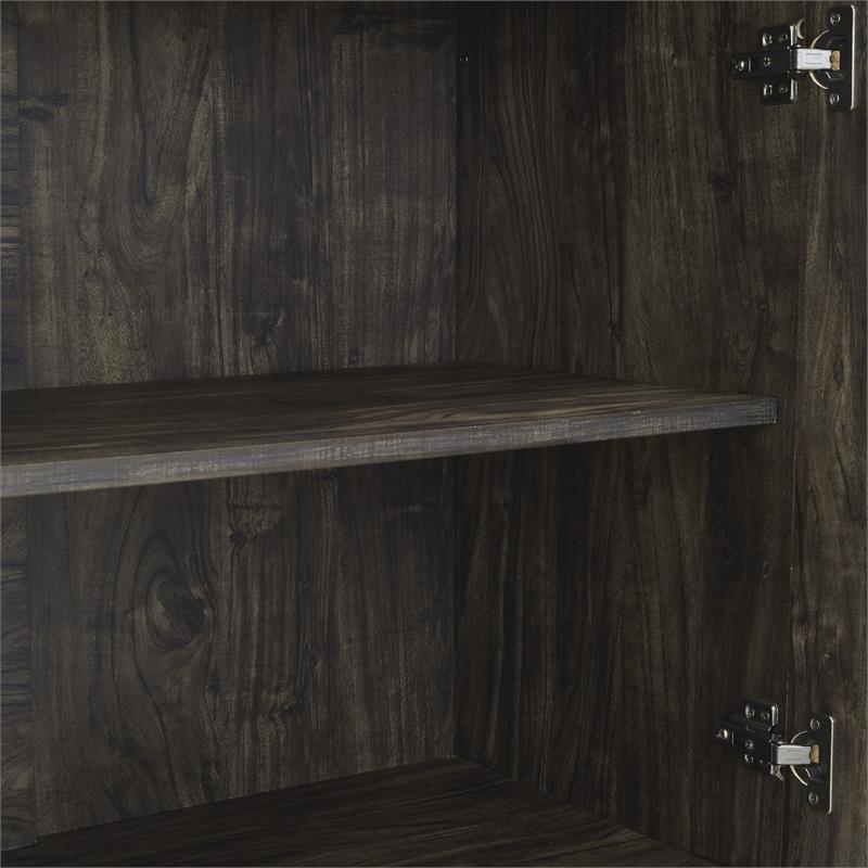 Bowery Hill Large Modern Wood/Steel Etagere in Brown Ash/Matte Black
