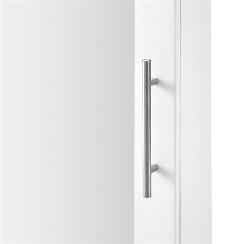 Bowery Hill Wood and Mirror Wall Cabinet in White/Chrome/Clear