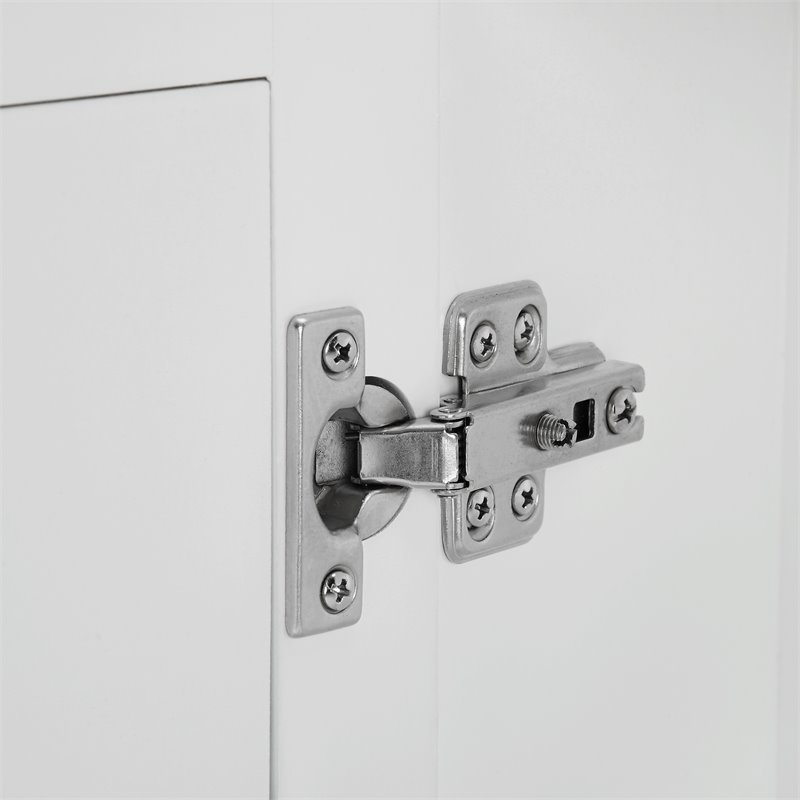 Bowery Hill Wood and Mirror Wall Cabinet in White/Chrome/Clear
